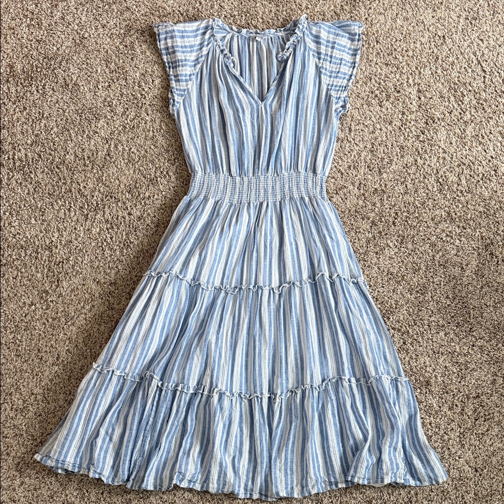 Rails Light Blue & White Striped Midi Dress
